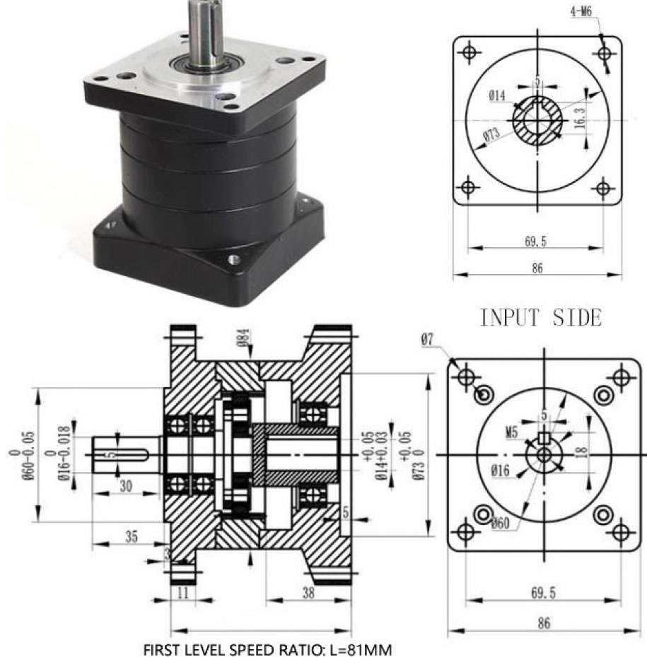 PX86 1:8 30-50N.m Nema34 Step Motor Redüktörü